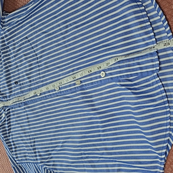 Izod Youth Blue and White Striped Button Down Shirt - Size 10/12 - Picture 7 of 10